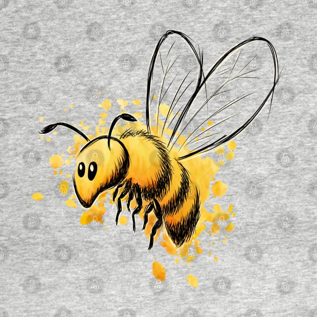 Casual Watercolor Wildlife Illustration | Cute Little Honey Bee by SkizzenMonster